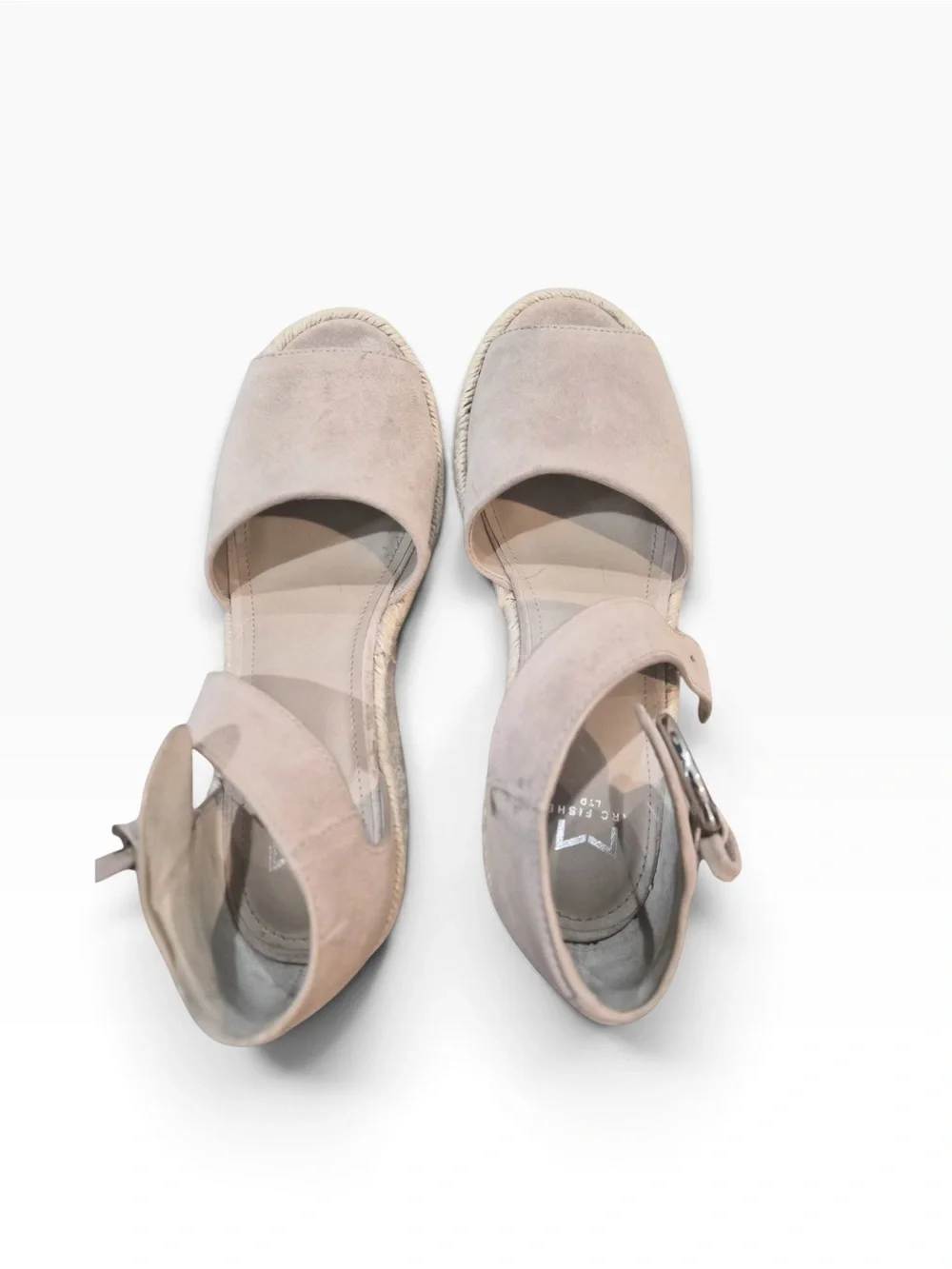 Marc Fisher Suede Espadrille Wedge Sandals in Light Taupe | Size 8.5